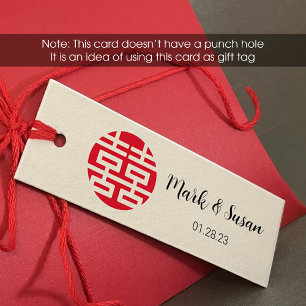 Etiqueta Boda de doble felicidad china (1 x 3 pulg