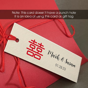 Etiqueta Boda de doble felicidad china (1 x 3 pulg