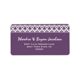 Etiqueta Boda de encaje morado y blanco G473