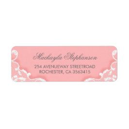 Etiqueta Boda de encaje rosa y blanco