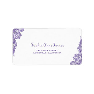 Etiqueta Boda de encaje ultravioleta moderno