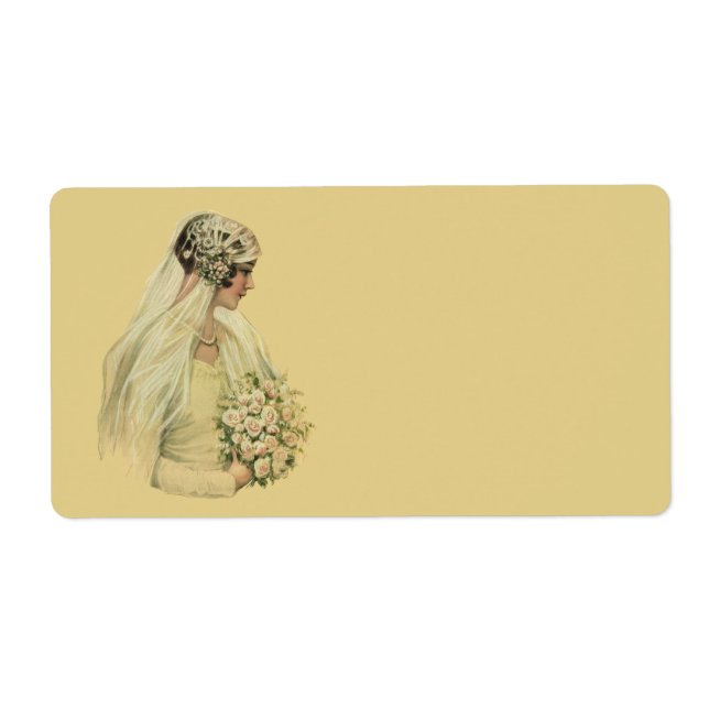 Etiqueta Boda de época, retrato de novia victoriana (Frente)