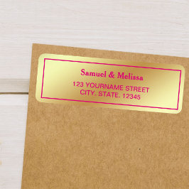 Etiqueta Boda de falso papel de aluminio dorado rosa calien