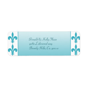 Etiqueta Boda de Flor Azul y Blanca De Lis