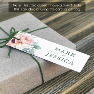 Etiqueta Boda de flor blanca rosa (1 x 3 pulgadas)