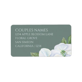 Etiqueta Boda De Flor Verde Y Blanca De Apple Blossom