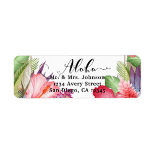 Etiqueta Boda de Flores Hawái Tropicales Botánicas Florales