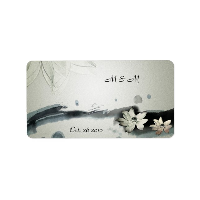 Etiqueta Boda de flores japonesas (Frente)