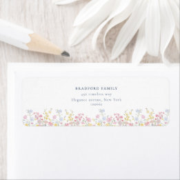 Etiqueta Boda de flores silvestres boho con guión azul polv