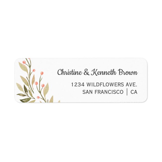 Etiqueta Boda de flores silvestres rosadas frescas personal (Frente)