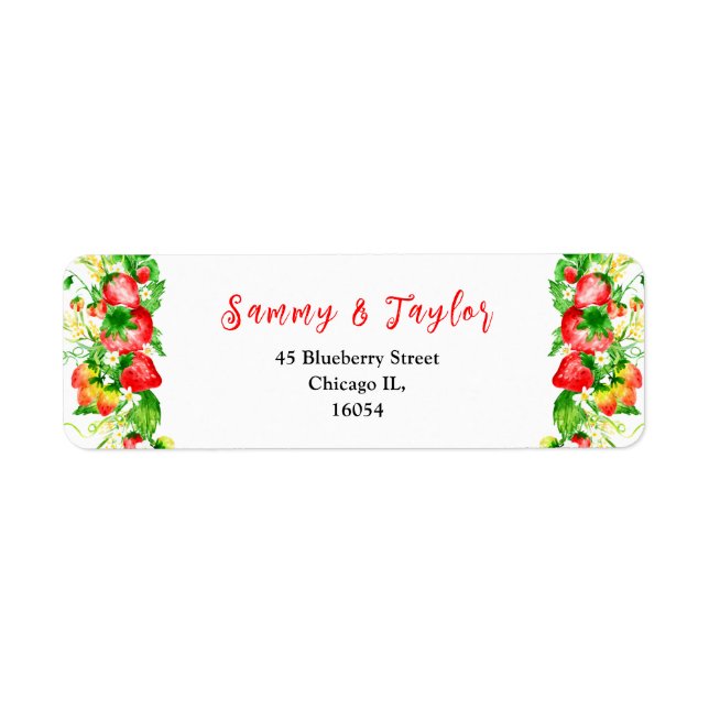 Etiqueta Boda de Fresas y Margaritas (Frente)