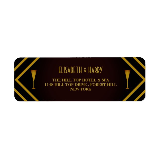 Etiqueta Boda de Gatsby Gold 2020 (Frente)