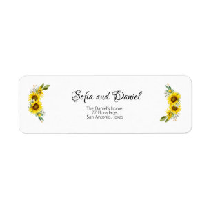 Etiqueta Boda de girasol acuarela margarita flor silvestre