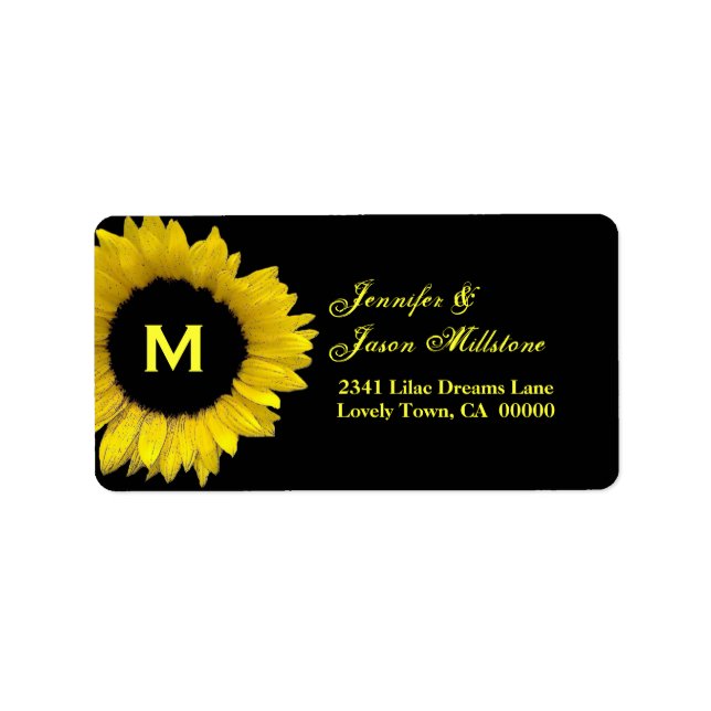 Etiqueta Boda de girasol amarillo (Frente)