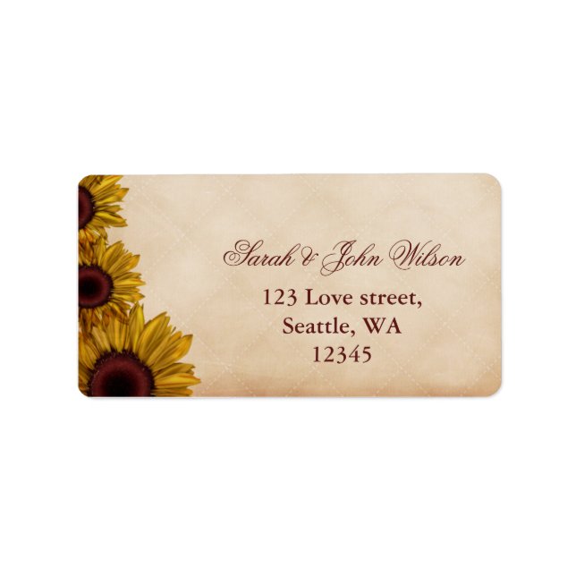 Etiqueta Boda de girasol ruso (Frente)