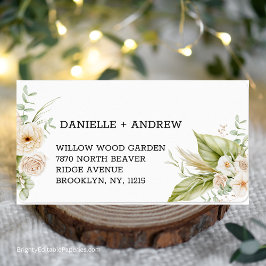 Etiqueta Boda De Grasa De Pampas Delicado Y Suave
