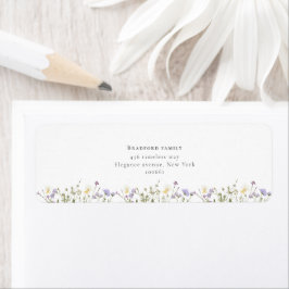 Etiqueta Boda de guión de Wildflowers, un boho elegante