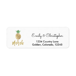 Etiqueta Boda de guión Relieve metalizado dorado Mahalo Pin