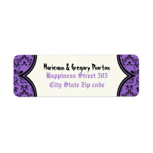 Etiqueta Boda de Halloween negro morado de los calaveras da