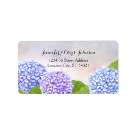 Etiqueta Boda de hidrangea azul acuarela