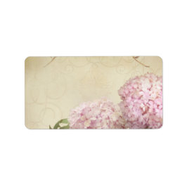 Etiqueta Boda de hidrangea rosa en blanco imprime tu propia