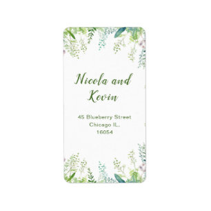 Etiqueta Boda de hojas de eucalipto verde