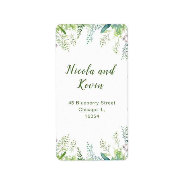 Etiqueta Boda de hojas de eucalipto verde (Frente)
