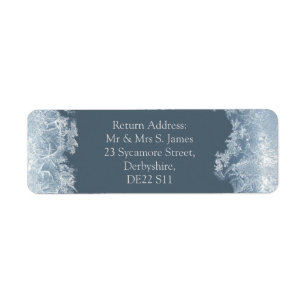 Etiqueta Boda de invierno azul escarchado personalizada