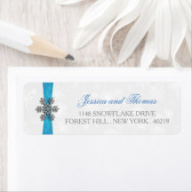 Boda de Invierno Diamante Snowflake & Blue Ribbon