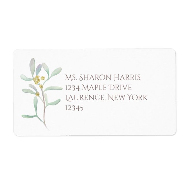 Etiqueta Boda de Invierno Mistletoe Escarcha (Frente)