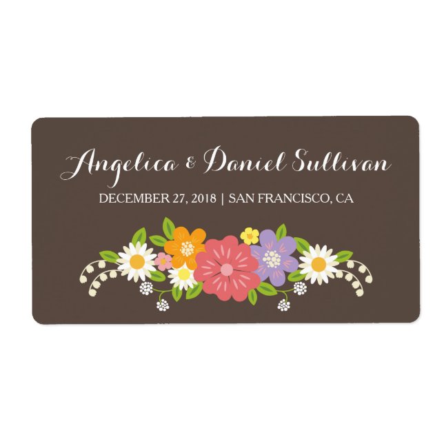 Etiqueta Boda de la guirnalda floral de Boho (Frente)