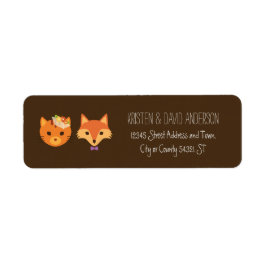 Etiqueta Boda de la Pareja Fox y Cat Woodland Whimsical