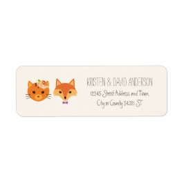 Etiqueta Boda de la Pareja Fox y Cat Woodland Whimsical