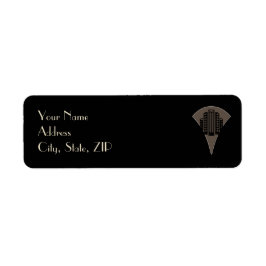 Etiqueta Boda de la Torre del Arte Deco Negro y Bronce