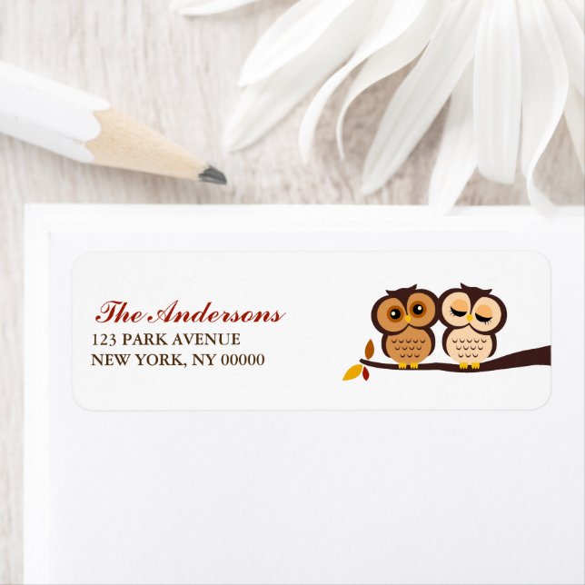 Etiqueta Boda de Lechuzas Temáticas de Otoño (In situ)