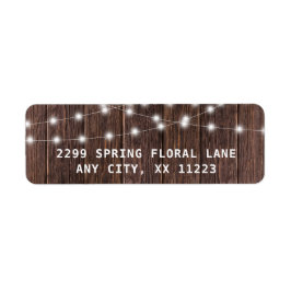 Etiqueta Boda de luces de cuerda y madera rústica