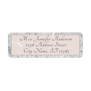 Etiqueta Boda De Mármol Gris Y Peach