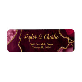 Etiqueta Boda de mármol rojo y oro agado