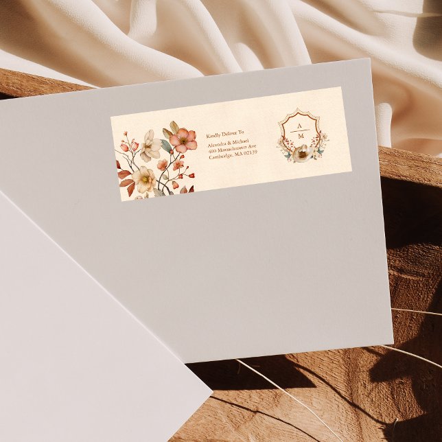 Etiqueta Boda de Monograma de Escudo occidental floral (Subido por el creador)