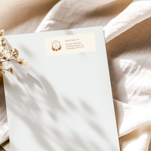 Etiqueta Boda de Monograma de Escudo occidental floral