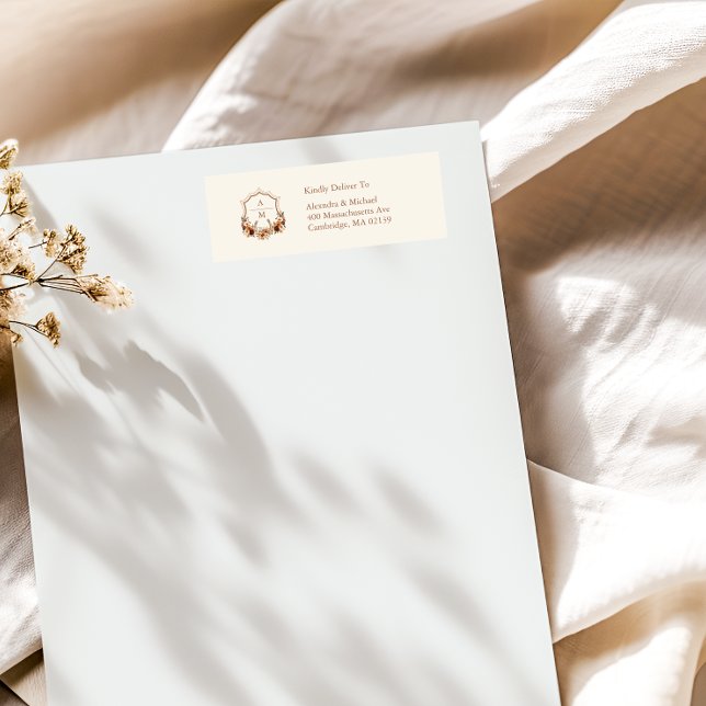 Etiqueta Boda de Monograma de Escudo occidental floral (Subido por el creador)