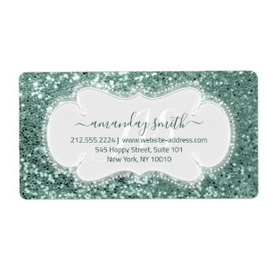 Etiqueta Boda de Monograma Mint Purpurina RSVP Bridal Sweet