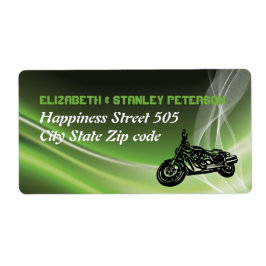 Etiqueta Boda de motocicleta/motociclista verde