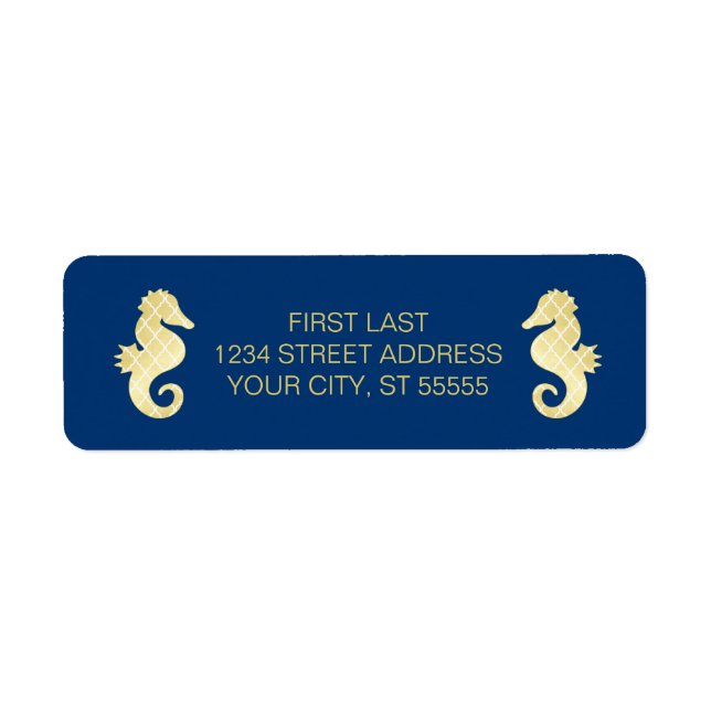 Etiqueta Boda de Oro de la Marina Preppy Beach (Frente)