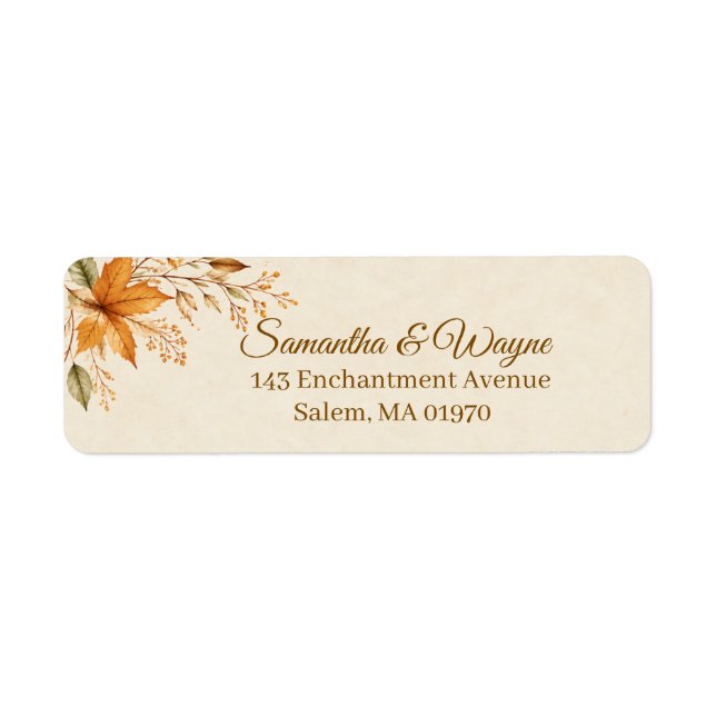 Etiqueta Boda de Otoño Encantada Personalizada (Frente)
