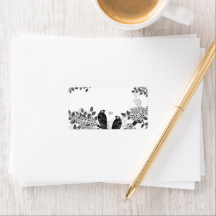 Etiqueta Boda de pájaro de amor forestal encantado