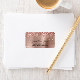 Etiqueta Boda de papel de aluminio dorado rosa brillante co