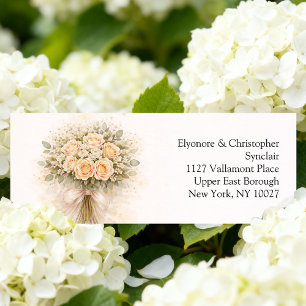 Etiqueta Boda de Pareja Romántica Acuarela Caprichosa Beige