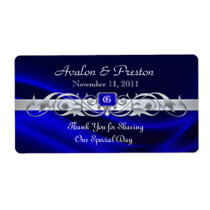 Etiqueta Boda de pergamino marqués de seda azul pl