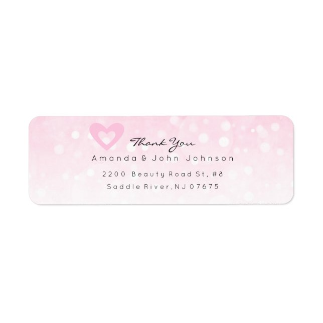 Etiqueta Boda De Pink Heart Delciate (Frente)